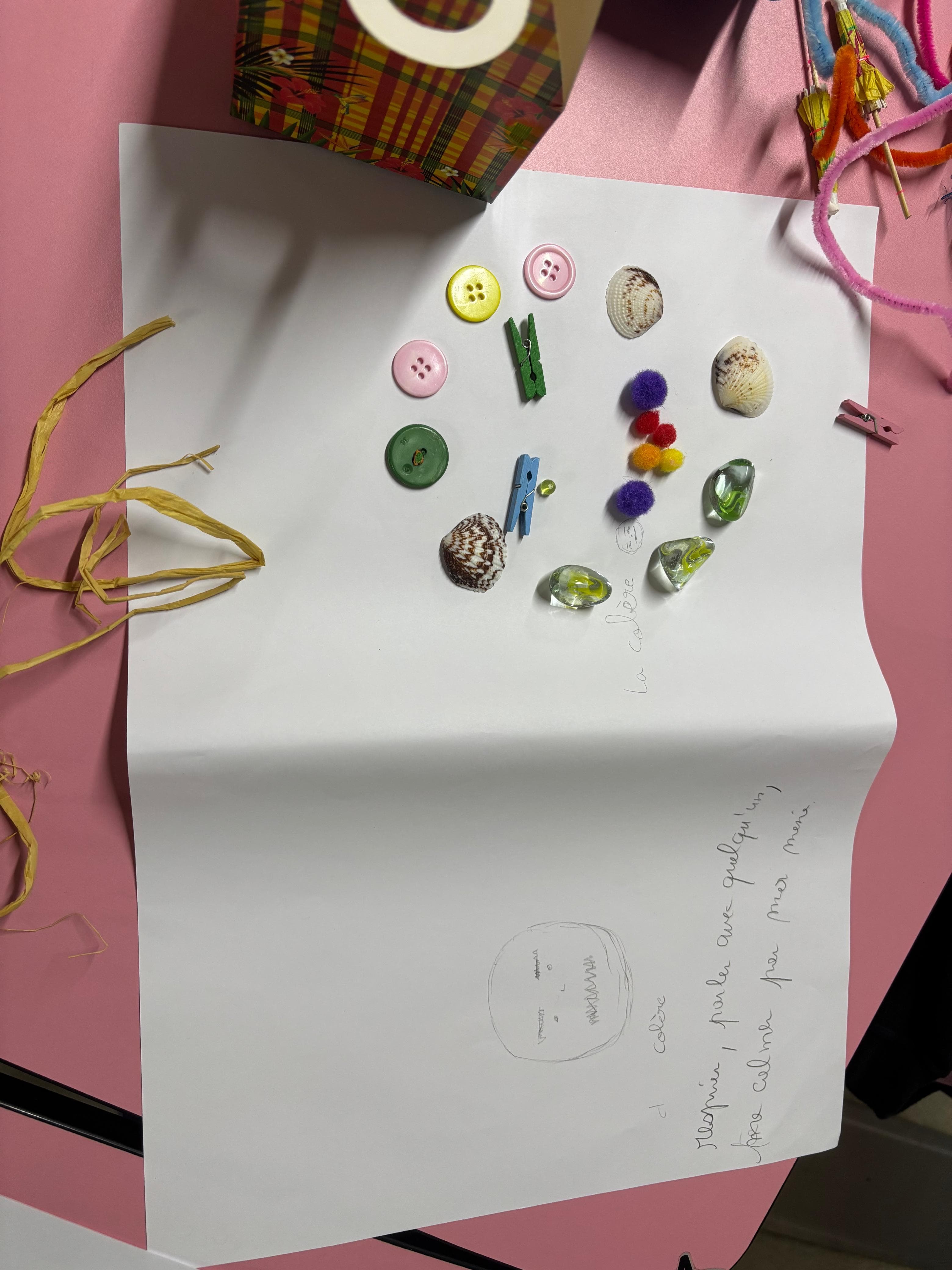 Support créatif avec boutons, fils et feuille de travail